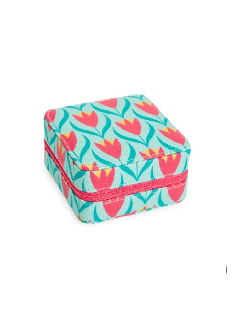 Nordstrom Square Zip Jewelry Box - Floral Travel Case - Pink & Teal